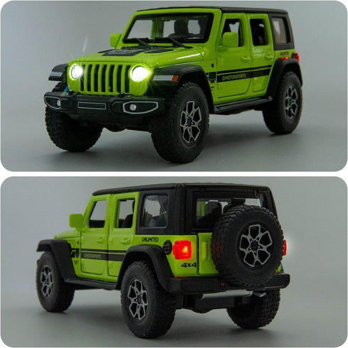Compatible 1/32 Wrangler Alloy Diecast Pull Back Model Car, Collectible Gift with Light and Sound, Green