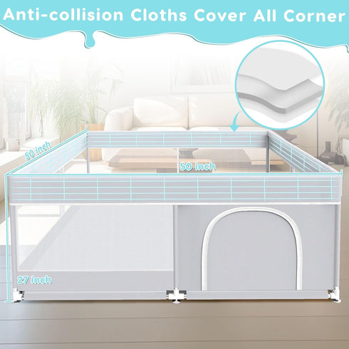 50x50 Inch Fshibila Baby Playpen, Baby Playard for Babies and Toddlers, Play Pens for Indoor & Outdoor, Sturdy Safety