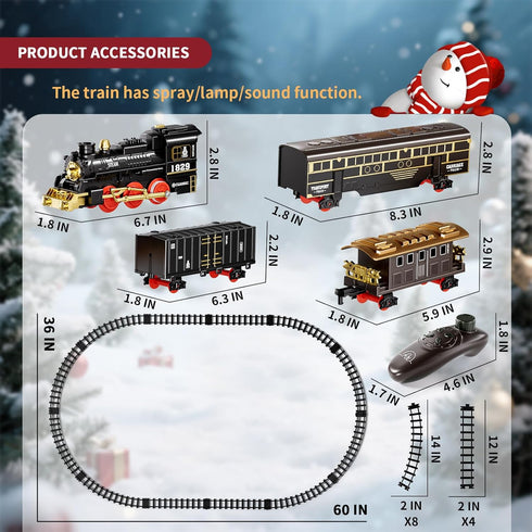 Xelabrion Set 3-5 4-7, Set Set 3 4 5 6 7 8Years Train for Kids Remote Control Train Toys with Lights & Sound Spray, RC