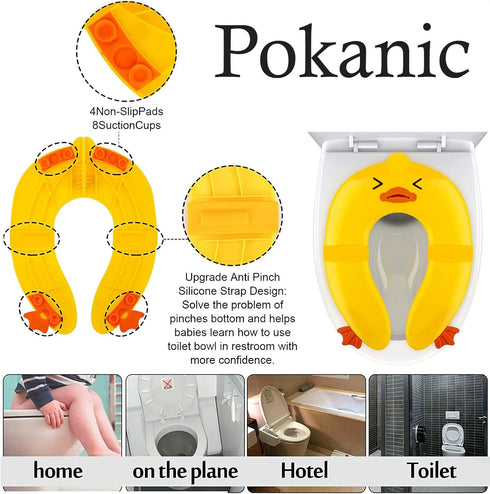 Toilet Potty Training Seat Cover, Travel Toilet Seat, Folding Non Slip Silicone Pads, Travel Portable Reusable Kids