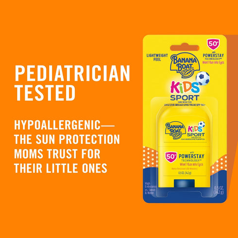 50, 0.5oz, Pack Banana Boat Kids Sport Sunscreen Stick Travel Sunscreen, SPF Twin