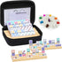 Mexican Train Dominoes Set with 4 Wooden Trays/Racks, Double 12 Dominos Travel
