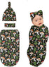 zhedongsj Mushroom Newborn Swaddle Blanket with Hat and Bow Set, Soft Swaddling Sack