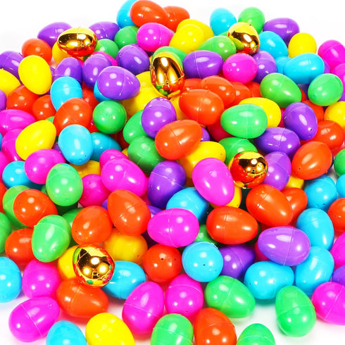 518 -2.36" 18 NEWBEA Easter Eggs Bright Colors Plastic Easter Eggs Empty Include Golden Eggs Perfect for Eggs