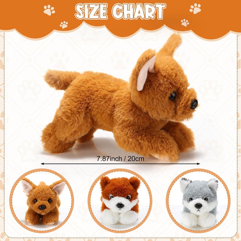 Skylety 3 Pcs 7.87 Inches Dog Stuffed Animal Plush Dog Soft Plush Dog Pillow Toy Fluffy Puppy Set for Christmas Girls Baby Kids Dog Party Favor Birthday Home Decor(Pomeranian, Chihuahua, Corgi)