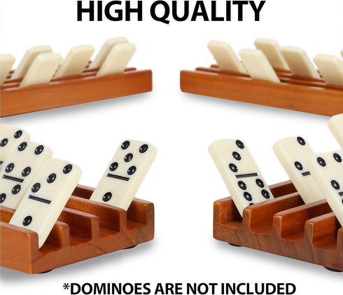 Set 4 GSE Games & Sports Expert Domino of Wooden Domino Trays Holders Organizer - Premium Tiles Holder Racks