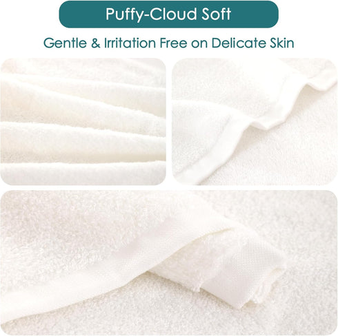 6 Pack, 10x10 inch Baby Washcloths Heavenly Soft Small White Wash Cloths for Face and Body, Gentle & Safe Face Towel on