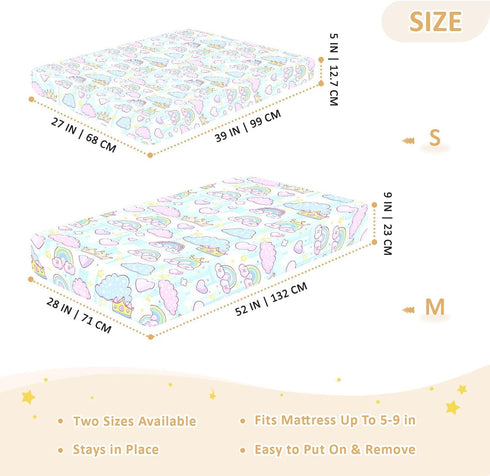 miaozhen 1 Pack 52x28 Cotton Baby Crib Sheets Ultra Soft Princess Dress Crown Cartoon Toddler Bed Cover for Nursery
