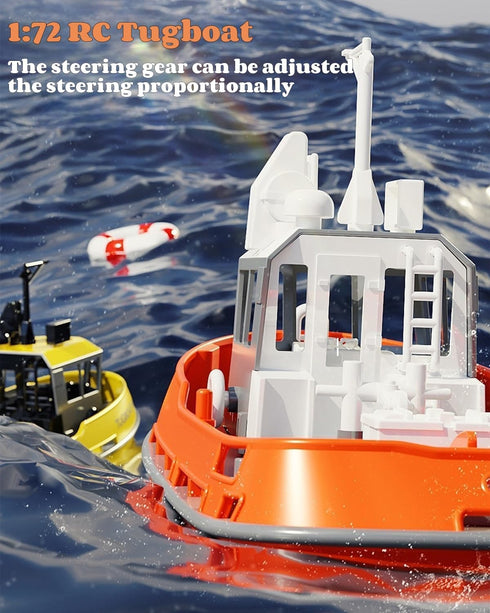 Yoyoom 1/72 2.4Ghz RC Boat, RC Tugboat for Pools and Lakes, High-Speed Remote Control Boat with LED Lights and Low