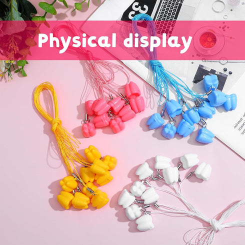 Ptwola 40 Pack Teeth Saver Necklace Milk Tooth Storage Box Tooth Fairy Box Lost Teeth Holder Container Colorful Lovely