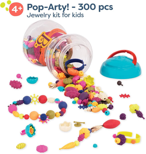 B. toys Pop Arty! 300 Pcs Jewelry Making Kit - Creative Pop Snap Bead Set for Kids, DIY Craft Jewelry Making Kit for