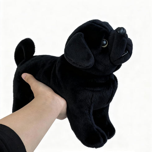 TUKVESZE 12 inch Black Pug Dog Stuffed Animal, Pug Dog Plush Toy Lifelike Dog Stuffed Animals for Girls and Boys