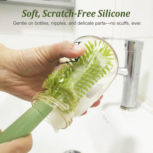 6-in-1 Set Travel Baby Bottle Cleaner Kit with Storage Case Compact Bottle Brush for Infant Feeding, Breast Pump Parts