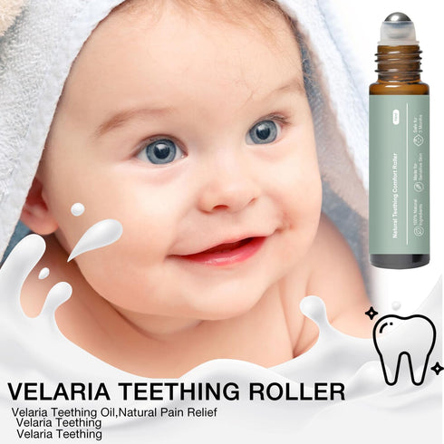 COLOTTE (3 Teething Roller All Natural for Babies, Natural Gum Relief with Chamomile & Rose Oil, Gentle Massage