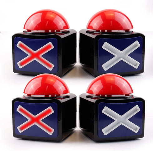BEAN LIEVE Game Buzzer 4 Pack - Trivia Quiz Buzzer with Lights and Sound, Red Buttons for Game Show