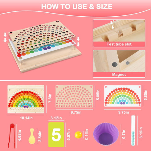 3-6 INIFEIDALA Montessori Toddler Learning Sorting Toys for Year Olds - Rainbow Stacking, Number & Bead Matching Games