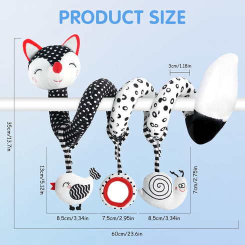 Car Seat Toys for Babies 0-3 Months, Spiral Stroller Toys, High Contrast Black and White Baby Toys