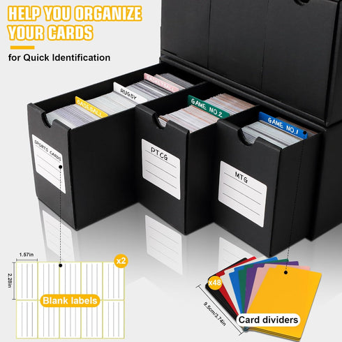 Trading Card Storage Box with 9-600 CT Boxes & 48 Dividers, 9000+ Organizer for TCG, YuGiOh, MTG, Baseball