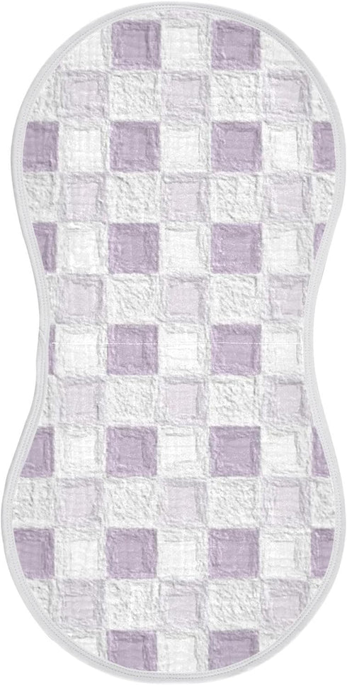 decor gift Cotton Burp Cloths Muslin Good Absorbent? Purple Check Pattern washcloths for Unisex