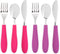 Elk and Friends Kids Silverware Set, Safe Flatware with Silicone Handle, Spoon + Fork + Knife, 6 Pieces