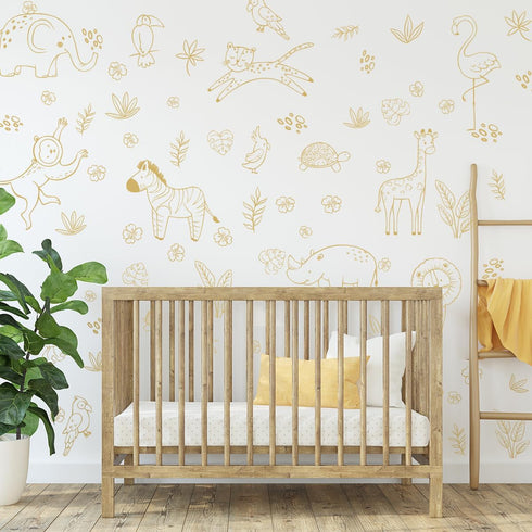 Jungle Animals Wall Decals, Jungle Theme Removable Wall StickerLion Cheetah Toucan Elephant GiraffeNursery Decor