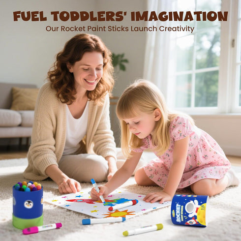 18 120 JUPITEARTH Colors Rocket Tempera Paint Sticks with PDF Coloring Pages, Quick Drying, Non-Toxic and Washable