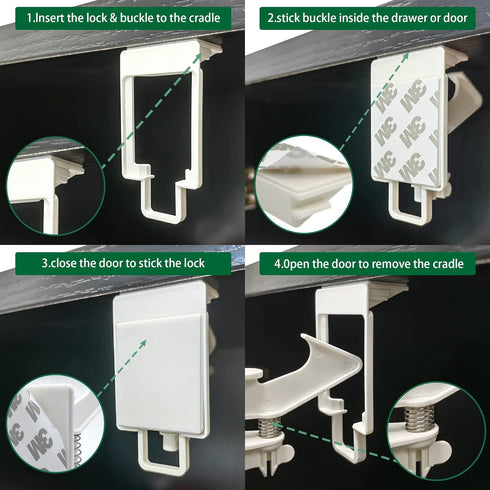 12 Pack Child Safety Cabinet Locks - Vmaisi Baby Proofing Drawer Lock with Adhesive, Easy Installation (White)