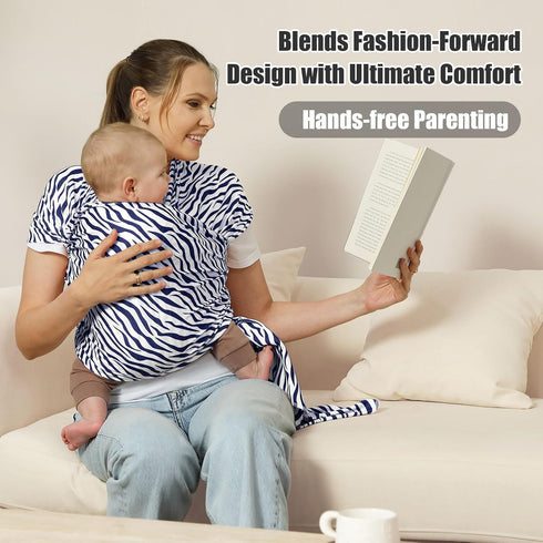 S.Leovay 7-35 lbs, Baby Wraps Carrier,Trendy Zebra Striped, Stretchy Ergonomic Hands-Free Design Baby Wearing Wrap