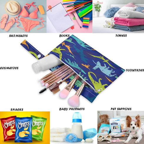 visesunny 2Pcs Vintage Dinosaur Animal Wet Bag with Zippered Pockets Washable Reusable Roomy Diaper Bag