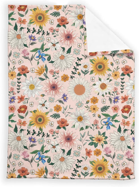SqtmuHLuo 60x80inch Floral Baby Blanket for Girls Gifts Boho Flower Wildflower Baby Nursery Bed Receiving Blankets