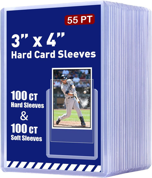 RIXUGIT 200ct 55pt 3" x 4" Hard Plastic Card Protector - 100ct Hard