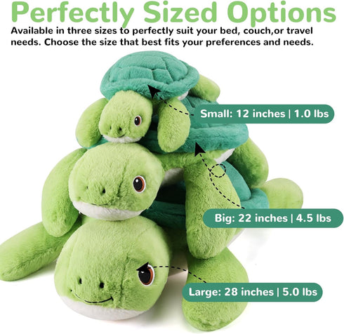 22 Inch 4.5 (22" 4.5 lbs) gnomantic Turtle Weighted Stuffed Animals - Pounds Weighted Plushies Sea Turtle Stuffed