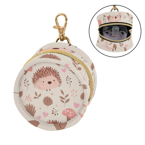 YETTASBIN Hedgehog Portable Pacifier Holder Case with Metal Hook Buckle & Zipper for Diaper Bag and Stroller, Versatile