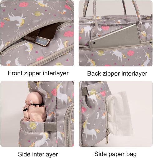 MEYTEILAY Diaper Bag Tote Baby Changing Bag Portable Waterproof and Large Capacity with Shoulder Strap Stroller Hooks