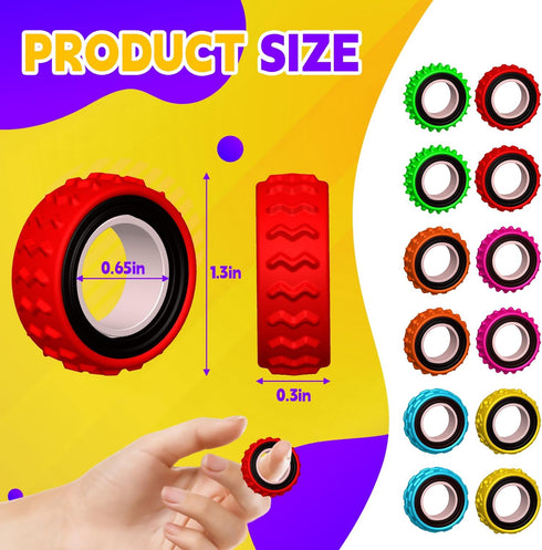 (24PCS) Fidget Toys Sensory Ring for Kids, Finger Spinner Rings Quiet Finger Spinne Fun Fidgets for Student Classroom