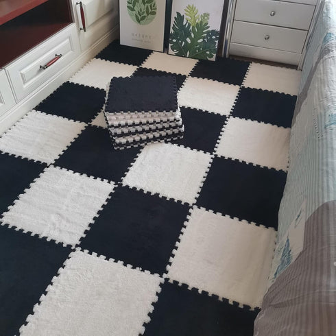 16pcs 0.6" (11.8ft, Thickened Interlocking Tile Mats,Fluffy Shaggy Soft EVA Foam Area Rug for Living Room