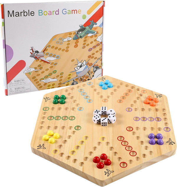 Original Marble Game Wahoo Board Game Double Sided Painted Wooden Fast Track