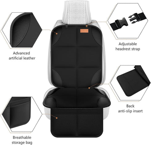 2Pack SMART ELF Car Seat Protector, Seat Protector Protect Child Seats with Thickest Padding and Non-Slip Backing Mesh