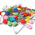 50 Pcs Diaper Pins, Colorful Plastic Head Safety Pins with Safe Locking Closures