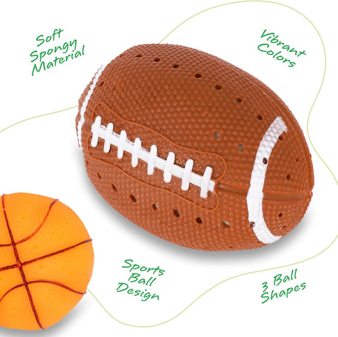 Set 3 3 ArtCreativity Sports Balls Water Splash Toys - of - Spongy Bath Toys for Kids - Different Athletic Ball Designs