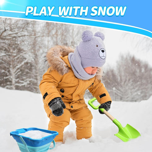 Amarlozn 16" Summer Beach Sand Shovels Toy for Kids, Garden Scoop Tool Kits, Sturdy Long Handheld Wooden Plastic Spade