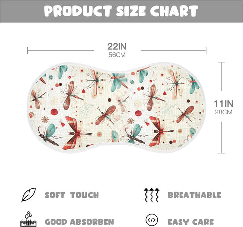 FLildon 2PCS Muslin Burp Cloth for Baby Dragonfly Pattern Super Absorbent Burping Cloths, Bibs for Newborn Boys Girls