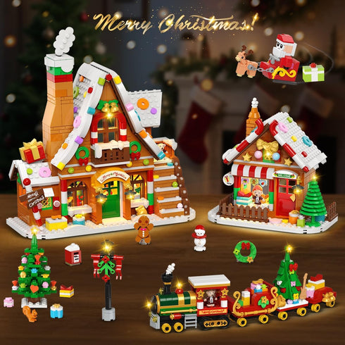 2025 Set 24 Countdown 12+ INSOON Advent Calendar Gingerbread House Mini Building with Light, Days Christmas Village