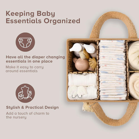 PeraBella Baby Diaper Caddy Organizer - Portable Storage Basket for Diapers, Wipes, Nursery, Car, Baby Shower Gift