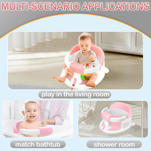 Gotof 6 Baby Bath Seat for Babies Months & up, Non-Slip Toddler Bath Seats for Babies Sitting Up,Safe Infant & Newborn