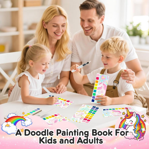 Set, Watercolor Painting Coloring Books Pocket Watercolor Paint Bookmarks, Mess Free Paint with Water Travel Class
