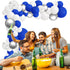 Blue White Silver Balloon Arch Garland Kit, 122pcs Royal Blue White Metallic Silver Balloons for Birthday Engagement