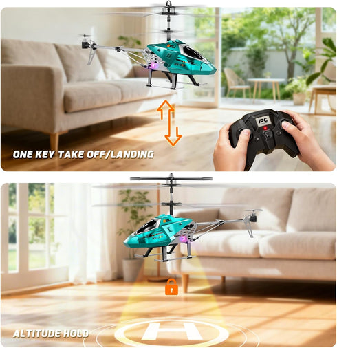 2.4GHz 8+ XIKOTEC Remote Control Helicopter, RC Helicopter Toy for Kids, RC Plane with LED Lights, RC Flying Toy, Easy