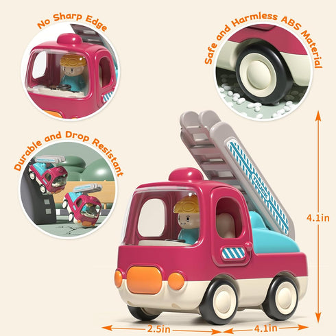 Baby Toys with Fine Motor Activities, Push & Go Cars for 1-3 Year Olds, 2 Pack Interactive Toys
