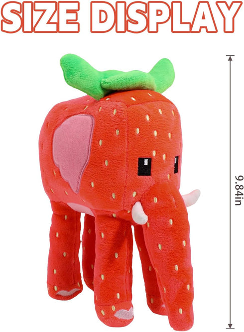 EYJVAF 9.8-Inch, Strawberry Elephant Plush Cute Stuffed Animal Inspired by Steal a Brainrot Style, Soft Kawaii Plushie